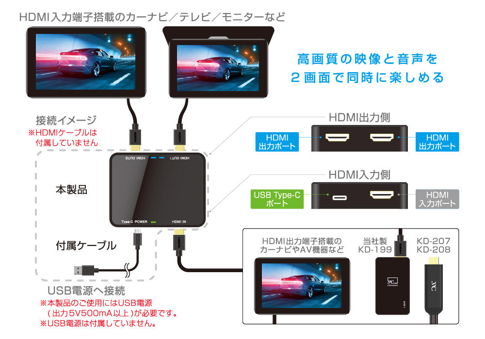 【新品】Kashimura カシムラ) HDMI分配器 KD-211