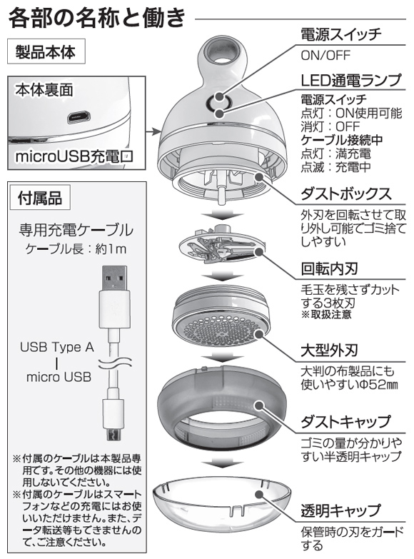 カシムラ リントクリーナー 毛玉取り器 毛玉クリーナー USB充電式 コードレス ピンク NTD-31