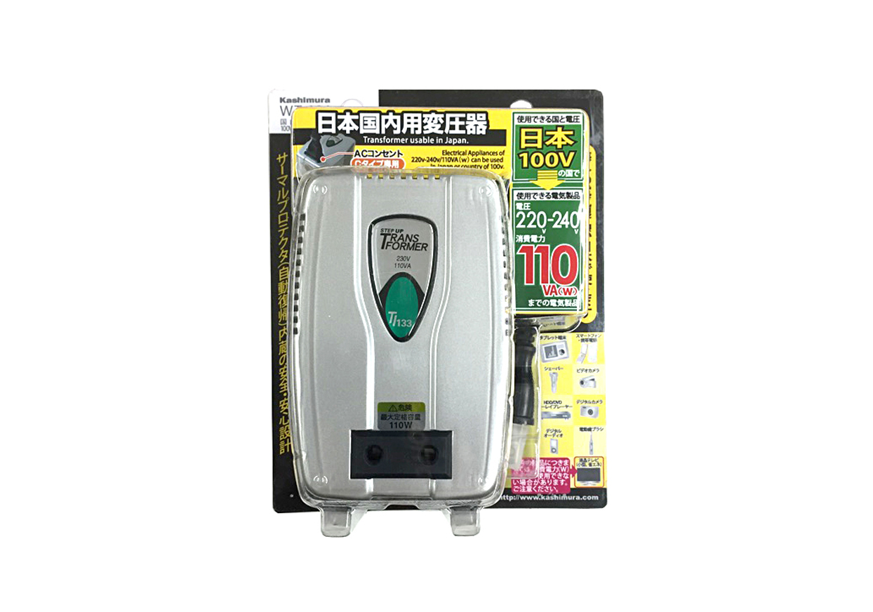 国内用変圧器 100V→220-240V⁄110VA – kashimura